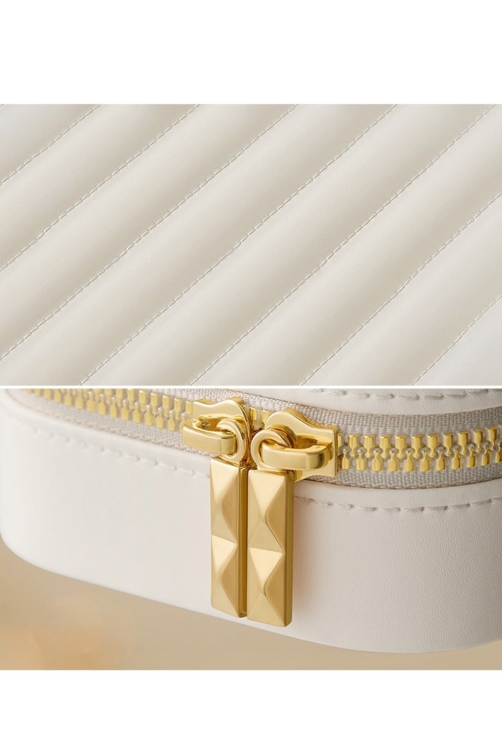 AuliceVerse Travel Jewelry Box for Women PU Leather Multi Function Organizer with Mirror Earring Holder Storage Compartments Compact Display Case for Girls - Image 4