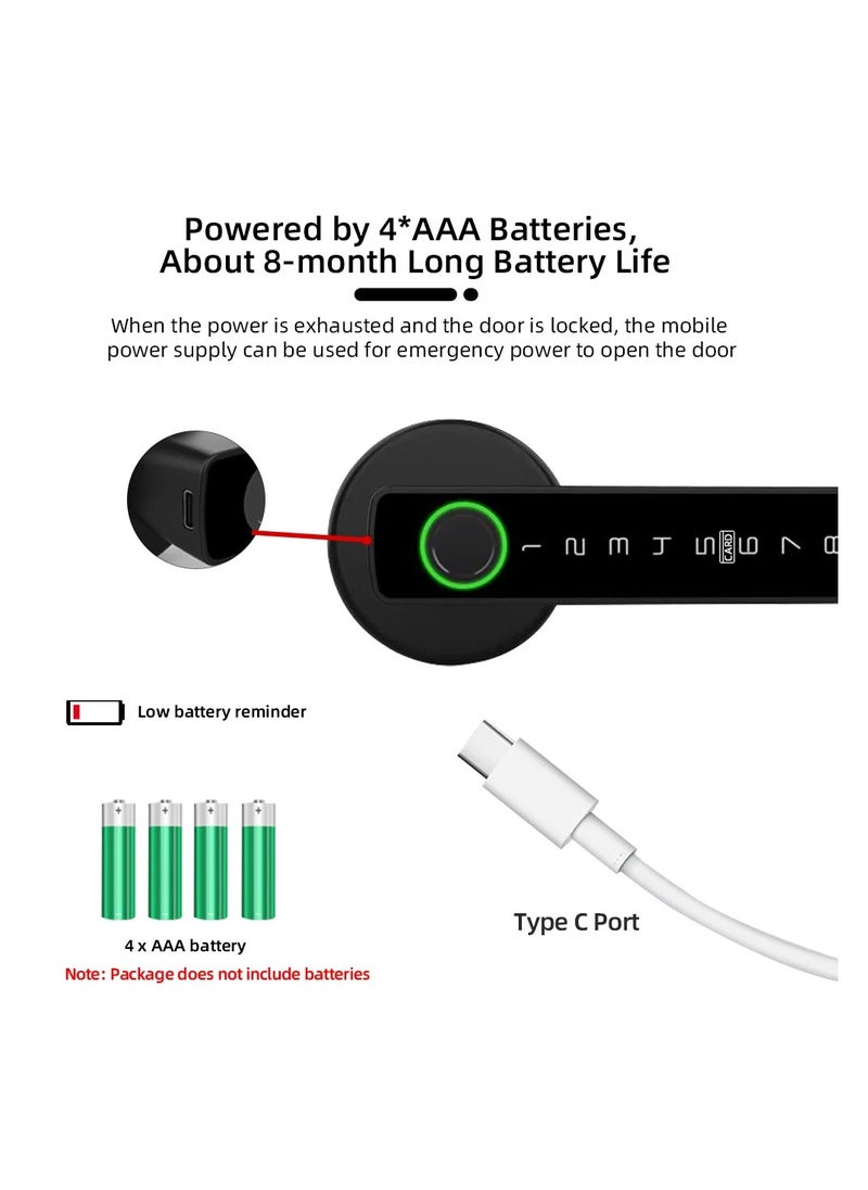Smart Door Lock with Tuya APP Control and Multiple Unlock Methods - Compatible with Fingerprint, Password, Bluetooth, IC Card
