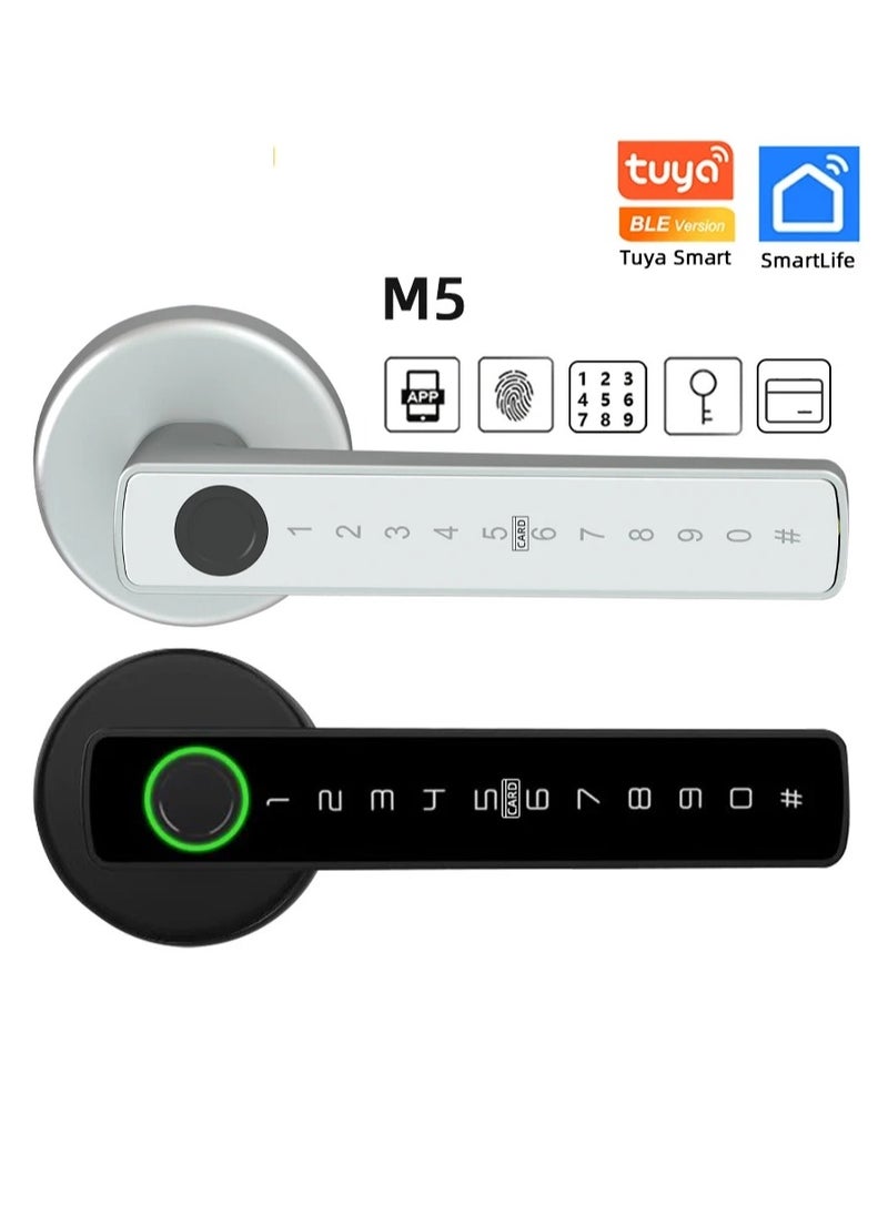 Smart Door Lock with Tuya APP Control and Multiple Unlock Methods - Compatible with Fingerprint, Password, Bluetooth, IC Card