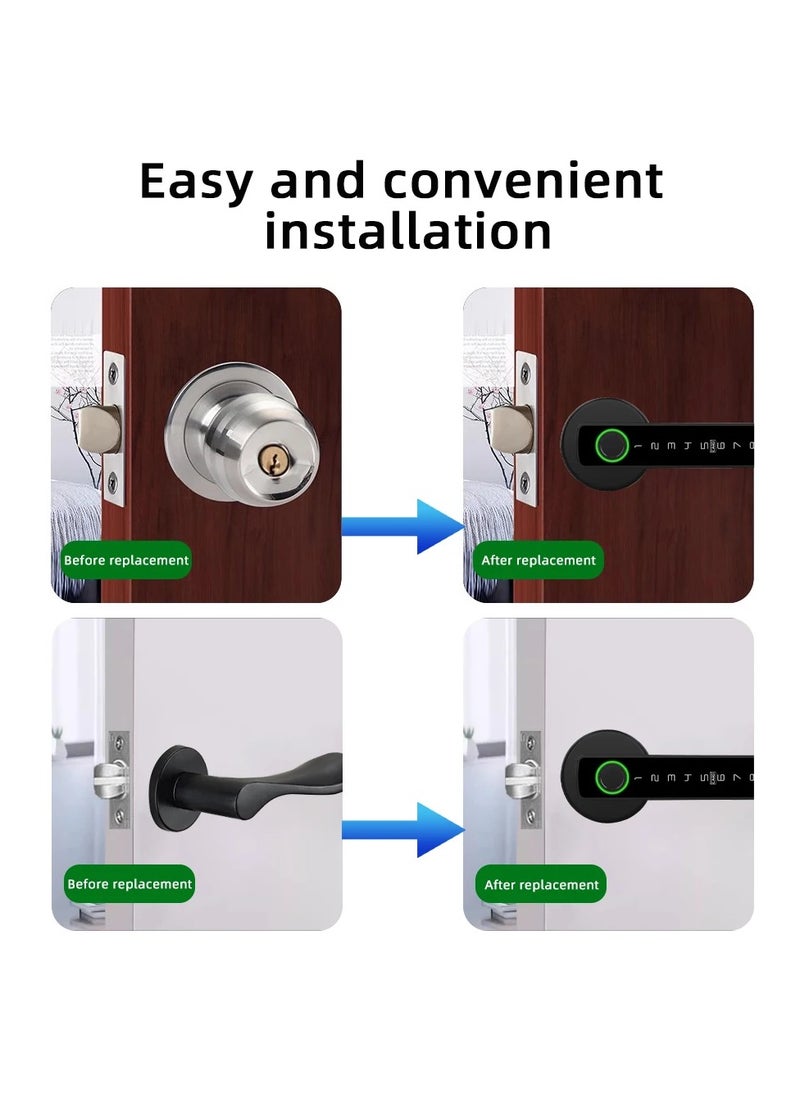 Smart Door Lock with Tuya APP Control and Multiple Unlock Methods - Compatible with Fingerprint, Password, Bluetooth, IC Card