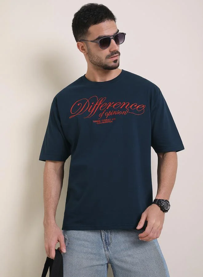 Difference of Opinion Men Oversized Embroidery Detail T-Shirt