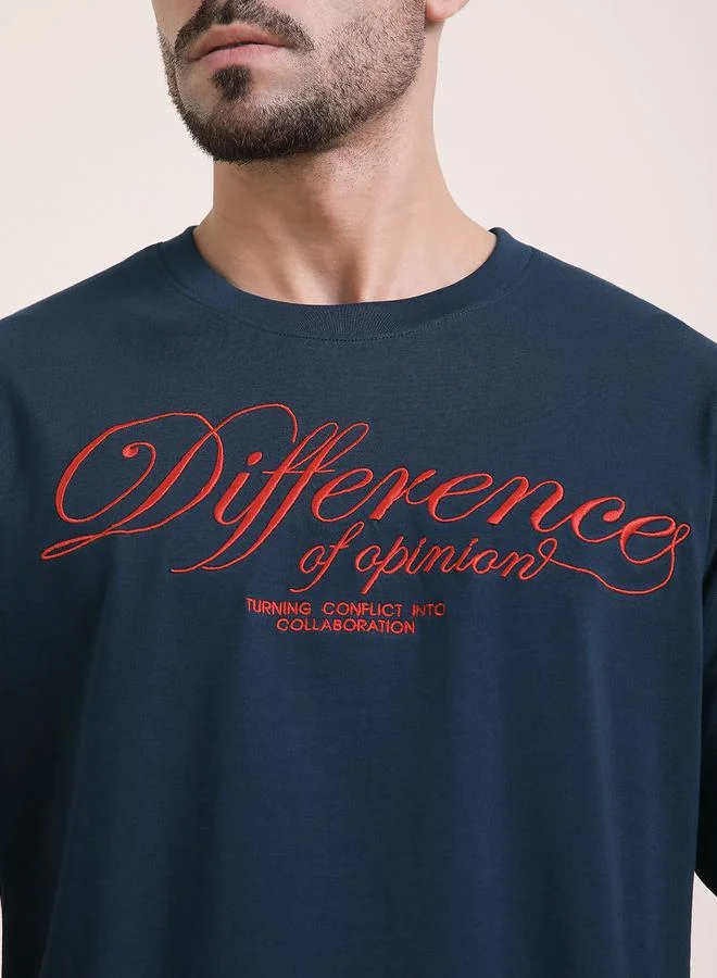 Difference of Opinion Men Oversized Embroidery Detail T-Shirt