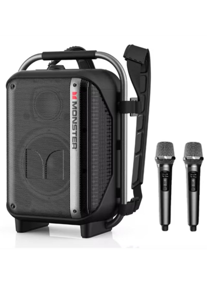 Monster Traveler with 2 Microphones Bluetooth Speakers, Bluetooth Version 5.3, Up to 5 Hours Play Time, Type-C Charging Port, 4000mAh Battery Capacity - Black - Image 1