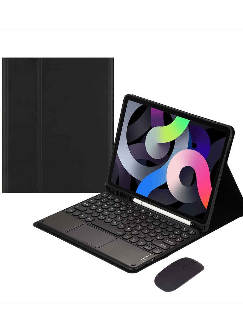 erorex iPad 10th Generation Keyboard Case with Bluetooth Mouse TouchPad Cute Round Key Color Touch Detachable Keyboard for iPad 10 2022 10.9" (Black)  - Image 1