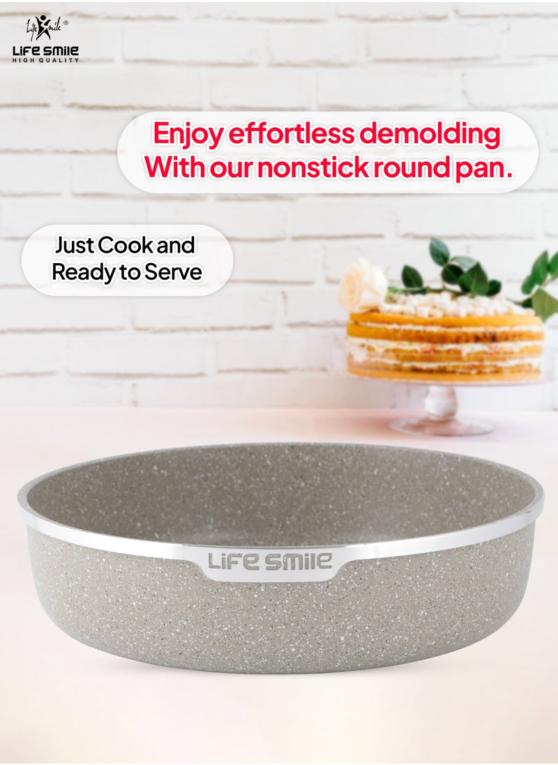 Life Smile 3PCS Granite Coating Non-Stick Round Cake and Cooking Pan Set SIZE: 28CM, 32CM, 36CM Bakeware Pans  - Image 3