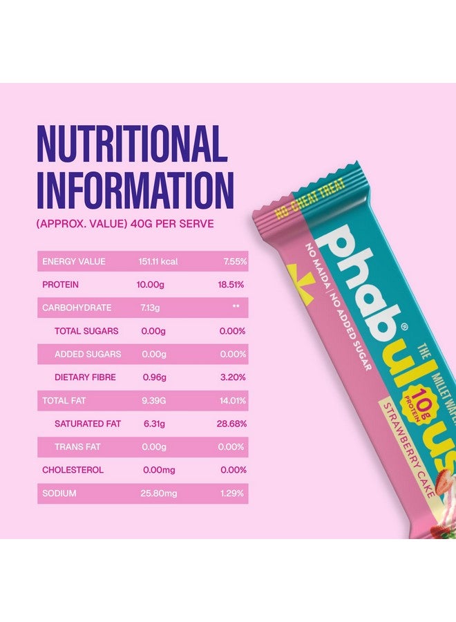 Phab Millet Wafers - Strawberry Cake | 10g Protein | 0 Sugar, No Maida, No Preservatives, No Trans Fat | Millet Goodness (Bajra) | Gluten-Free Healthy Snack | Desk-to-Gym Snack | Pack of 10 - Image 5