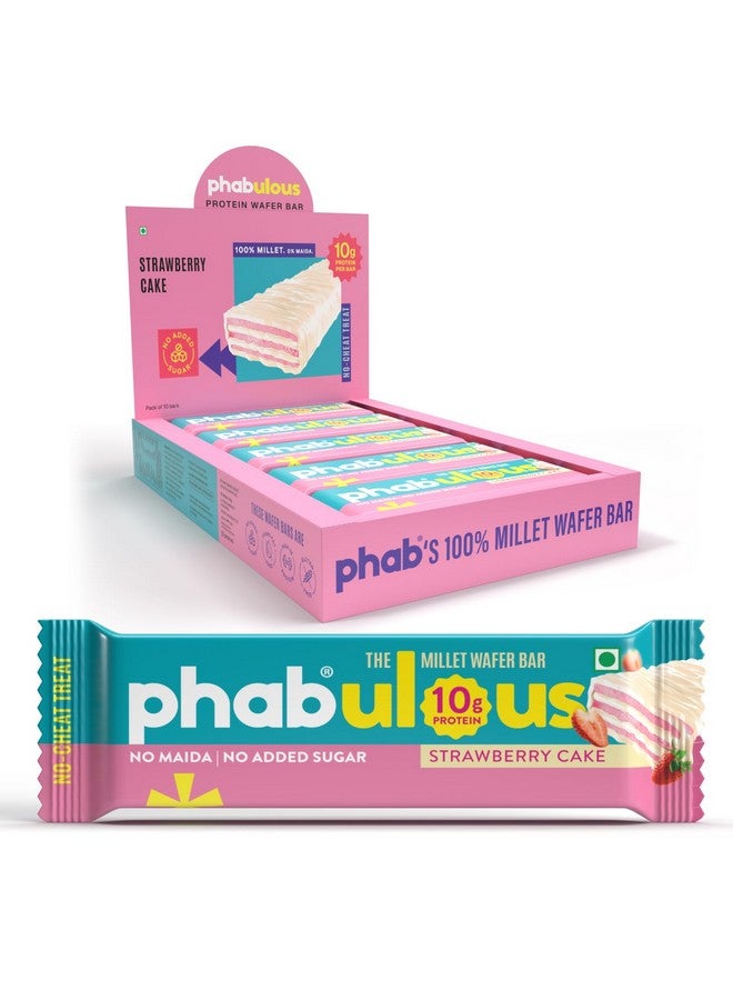 Phab Millet Wafers - Strawberry Cake | 10g Protein | 0 Sugar, No Maida, No Preservatives, No Trans Fat | Millet Goodness (Bajra) | Gluten-Free Healthy Snack | Desk-to-Gym Snack | Pack of 10 - Image 1