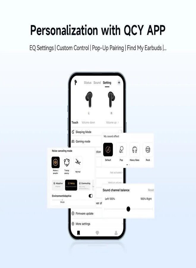 Arabest MeloBuds N50 ANC Earbuds, Advanced Dual Noise-Canceling,Enhanced Sound Quality, 28 Hrs Long Battery Life, Comfortable & Secure Fit, Transparency Mode, Touch Controls & IPX5 Water-Resistant - White - Image 3