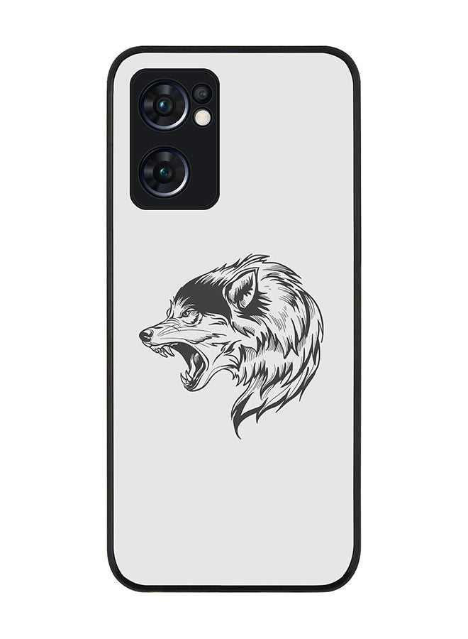Stylizedd Rugged Black edge case for Oppo Reno7 5G  Slim fit Soft Case Flexible Rubber Edges Anti Drop TPU Gel Thin Cover - Bear Growl - Image 1
