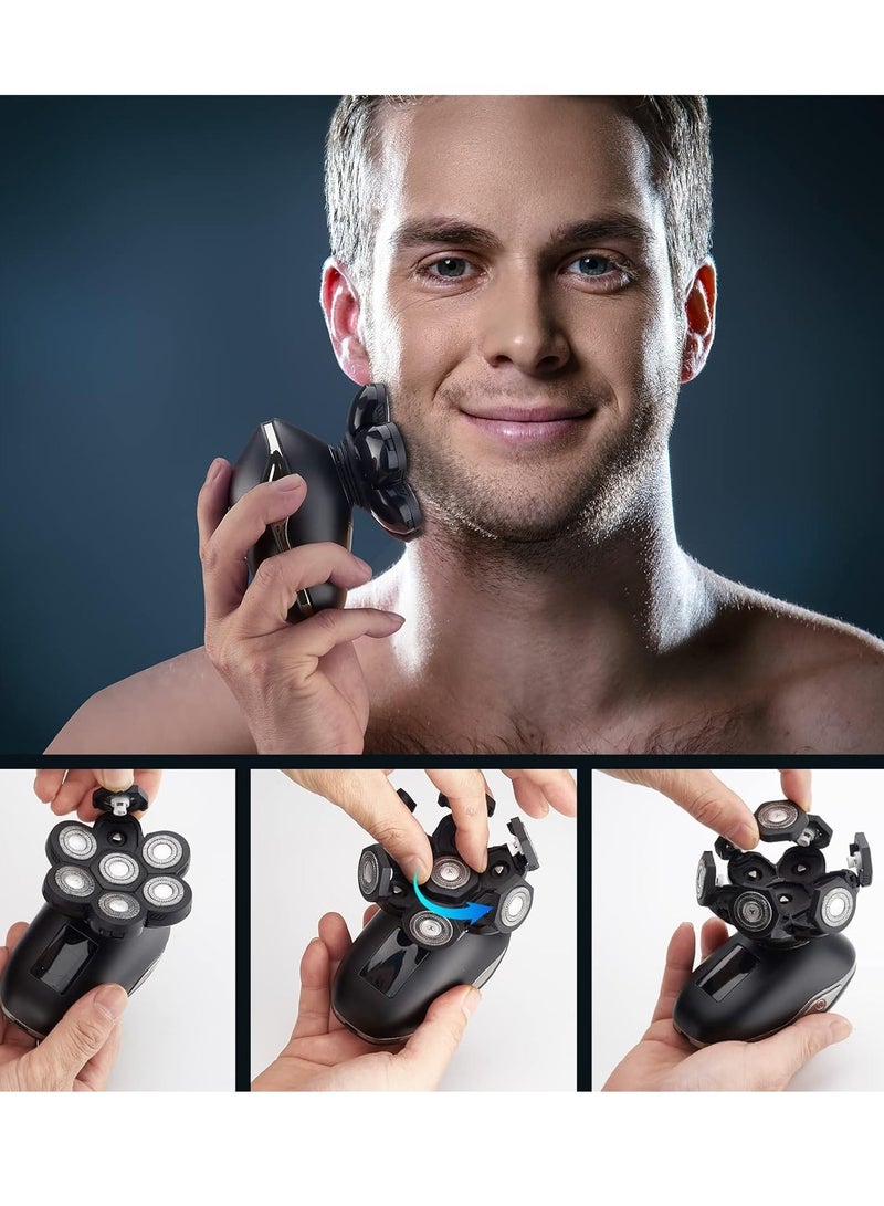 general Electric Head Shavers for Bald Men, Upgraded 7 Floating Heads,Head Razors with Nose&Ear Trimmer,Bald Head Shavers for Men, LED Display, 90 Mins Run time, Travle Lock - Image 4