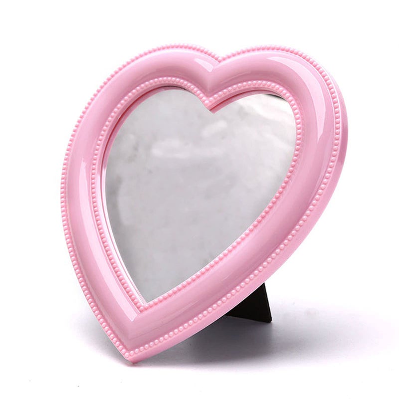 BinaryABC Heart Makeup Mirror Cosmetic Mirror Wall Desktop Mirror Bedroom MirrorValentines Day GiftLight Pink