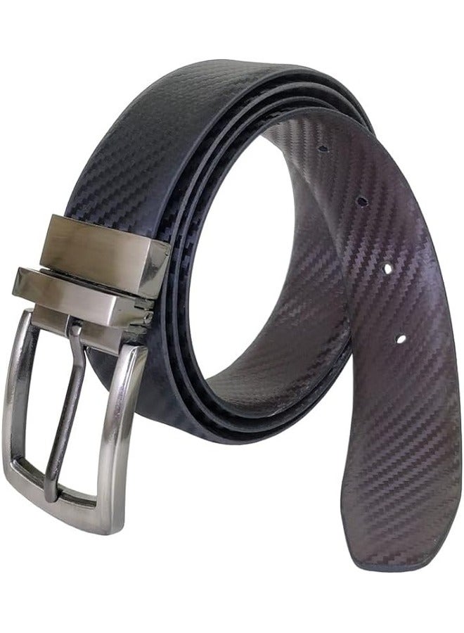 كينج مان حزام رسمي ذو وجهين من الجلد الطبيعي للرجال (32، أسود وبني - KRB774) - Image 1