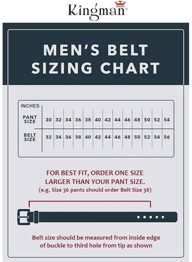 كينج مان حزام رسمي ذو وجهين من الجلد الطبيعي للرجال (32، أسود وبني - KRB774) - Image 3