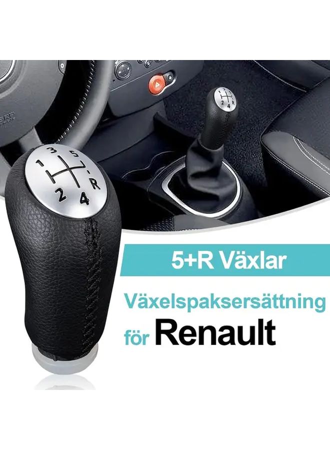 Black Leather 5 Speed Manual Shift Knob Adapter For Renault Clio Megane Laguna Sporty Upgrade - Image 2
