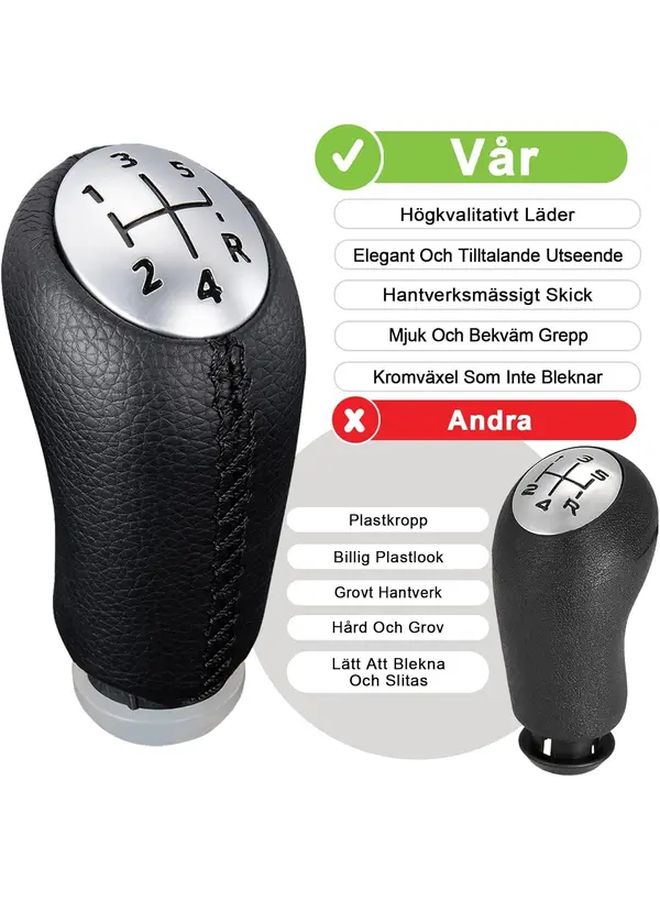 Black Leather 5 Speed Manual Shift Knob Adapter For Renault Clio Megane Laguna Sporty Upgrade - Image 5