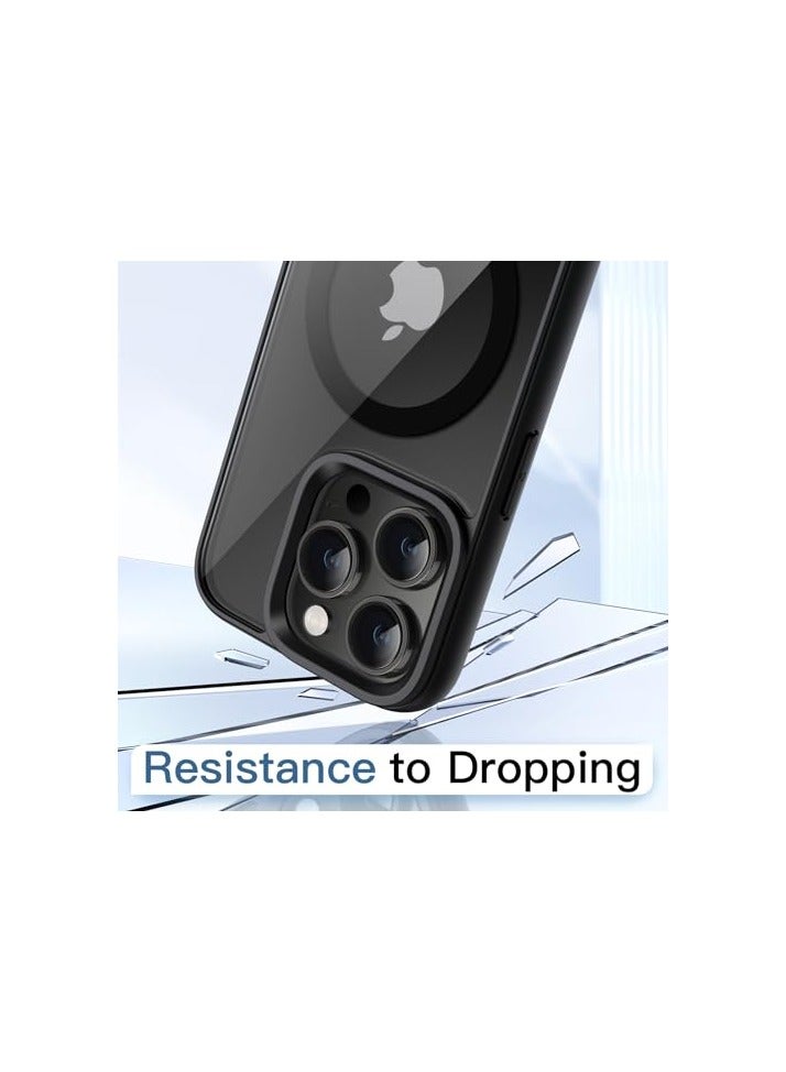 JETech Magnetic Case for iPhone 13 Pro 6.1-Inch Compatible with MagSafe, Shockproof Phone Bumper Cover, Solid Color Matte TPU Frame, Anti-Scratch Clear Back (Black) - Image 2