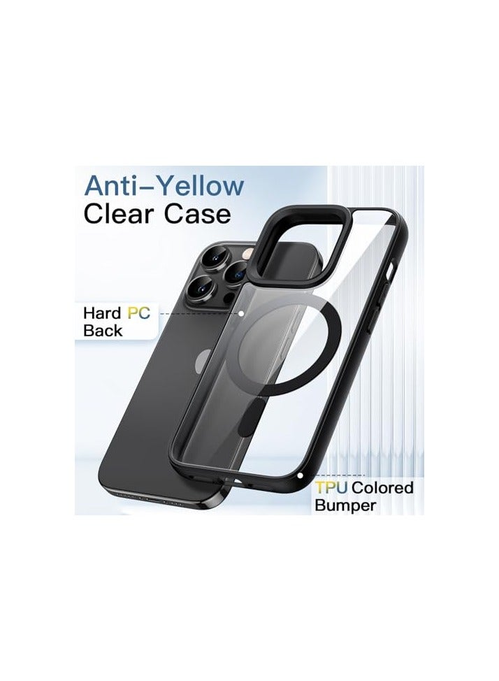 JETech Magnetic Case for iPhone 13 Pro 6.1-Inch Compatible with MagSafe, Shockproof Phone Bumper Cover, Solid Color Matte TPU Frame, Anti-Scratch Clear Back (Black) - Image 3