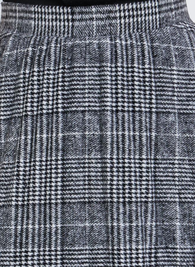 Styli Checked Pleated A-Line Midi Skirt - Image 3