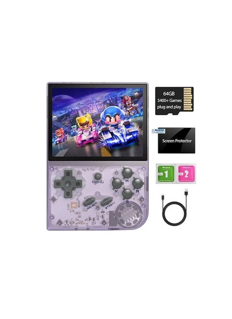 RG35XX Handheld Game Console , Dual System Linux+GarlicOS 3.5 Inch IPS Screen Built-in 64G TF Card 6831 Classic Games Support HDMI TV Output