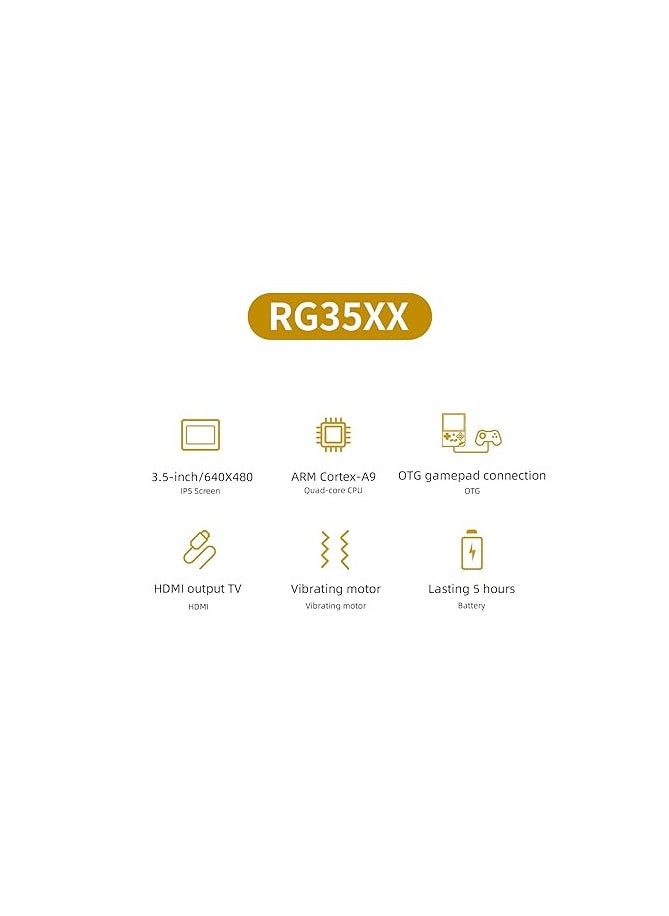 RG35XX Handheld Game Console , Dual System Linux+GarlicOS 3.5 Inch IPS Screen Built-in 64G TF Card 6831 Classic Games Support HDMI TV Output