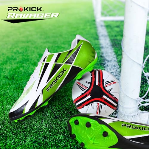 Prokick Ravager Football Shoes for Men | Soccer Shoe/Comfortable and Lightweight | Sports and Athletic Footwear with Synthetic Leather Having TPU Sole Soccer Stud Shoes White/Green - Image 5