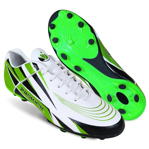 Prokick Ravager Football Shoes for Men | Soccer Shoe/Comfortable and Lightweight | Sports and Athletic Footwear with Synthetic Leather Having TPU Sole Soccer Stud Shoes White/Green - Image 1