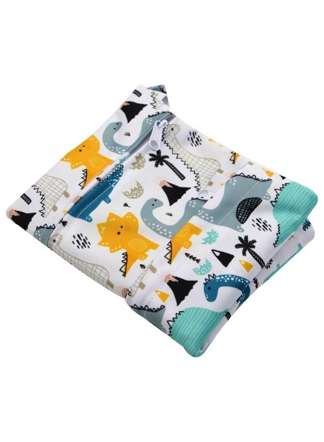 أسينابي حقيبة حفاضات قماشية من Asenappy، 3 قطع، مقاومة للماء وقابلة لإعادة الاستخدام، مع جيبين بسحاب، مناسبة للسفر والشاطئ وحمام السباحة ورعاية الأطفال ومستلزمات اليوجا والجيم، مناسبة لملابس السباحة أو الملابس المبللة (بتصميم ديناصور) - Image 4