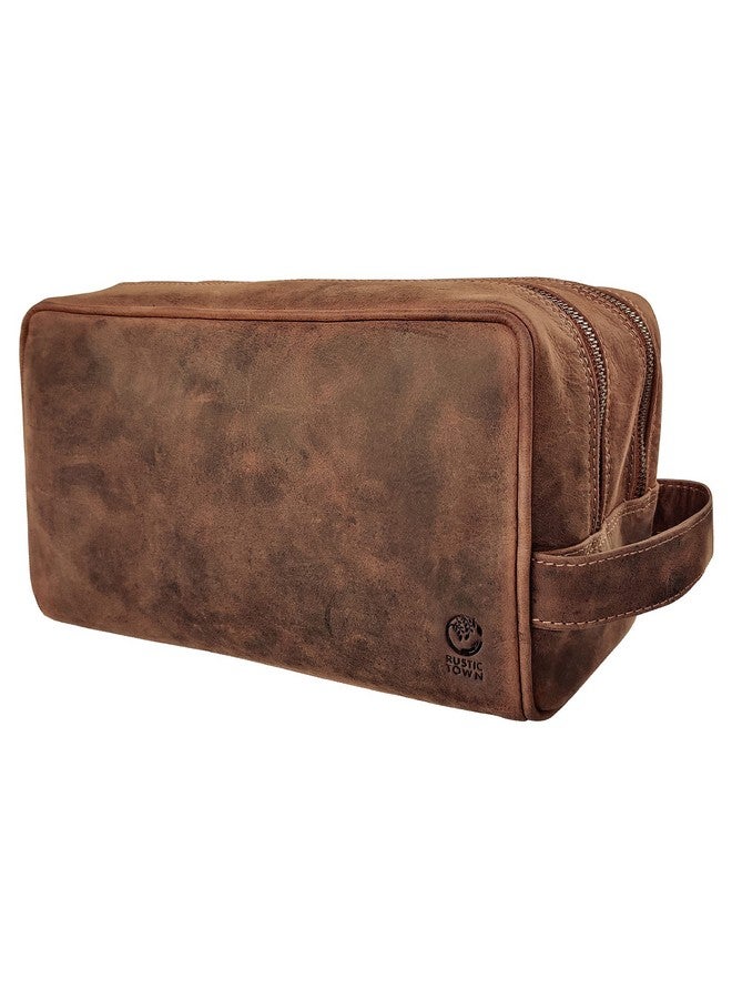 Rustic Town Genuine Leather Travel Toiletry Bag - Dopp Kit Organizer By Rustic Town (Brown)  - Image 1
