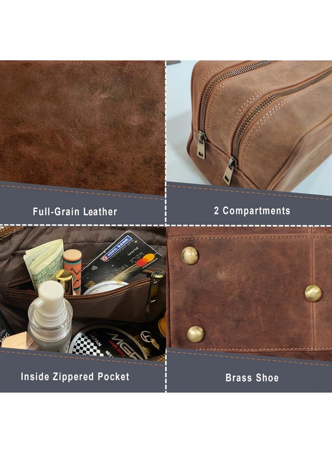 Rustic Town Genuine Leather Travel Toiletry Bag - Dopp Kit Organizer By Rustic Town (Brown)  - Image 4