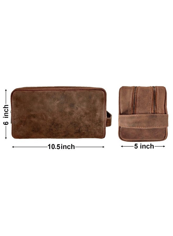 Rustic Town Genuine Leather Travel Toiletry Bag - Dopp Kit Organizer By Rustic Town (Brown)  - Image 3