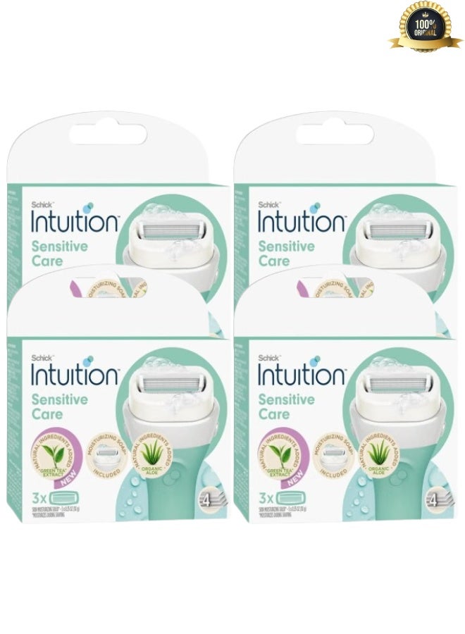 Intuition 4 Pieces 3-Piece Intuition Sensitive Care Moisturizing Razor Blade Refills Multicolour 10grams - Image 1