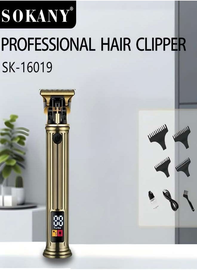 sokany SOKANY Hair Clipper, Household Multifunctional Charging Digital Electric Push Clipper, Universal Hair Clipper For Adults And Children, Gold Color, Model SK-16019  - Image 4