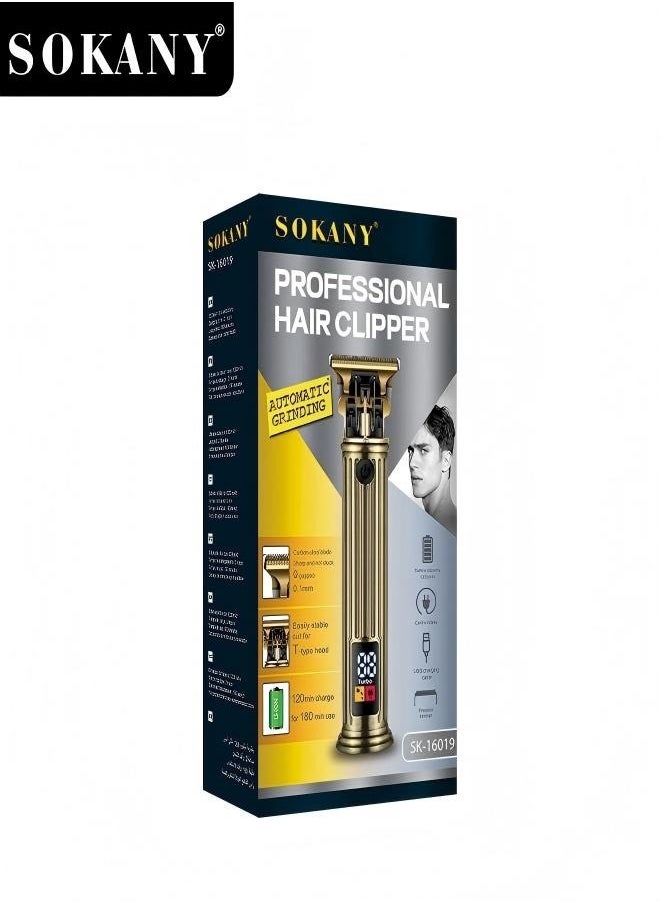 sokany SOKANY Hair Clipper, Household Multifunctional Charging Digital Electric Push Clipper, Universal Hair Clipper For Adults And Children, Gold Color, Model SK-16019  - Image 3