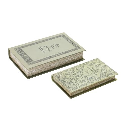 Creative Co-Op MDF & Canvas Book Storage Boxes, Set of 2 All The Little Things - Image 4