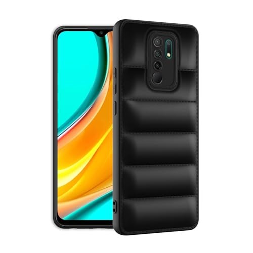 Plus Puffer Case Camera Protection Soft Back Cover for Redmi 9 Prime - Black - Image 2
