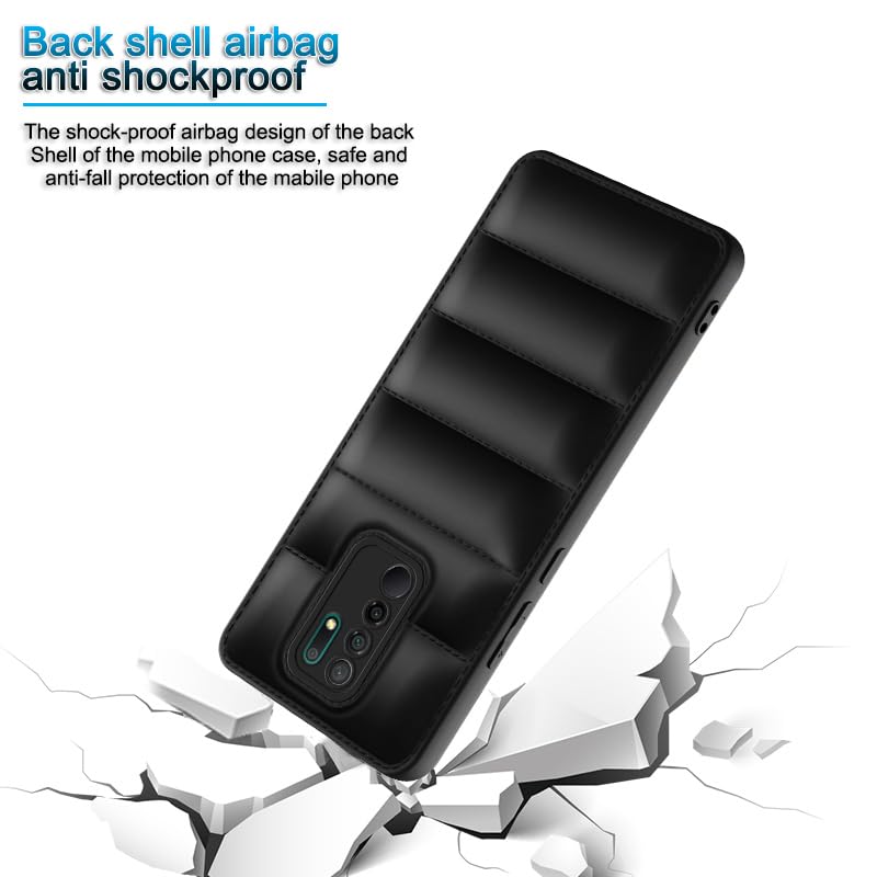 Plus Puffer Case Camera Protection Soft Back Cover for Redmi 9 Prime - Black - Image 4
