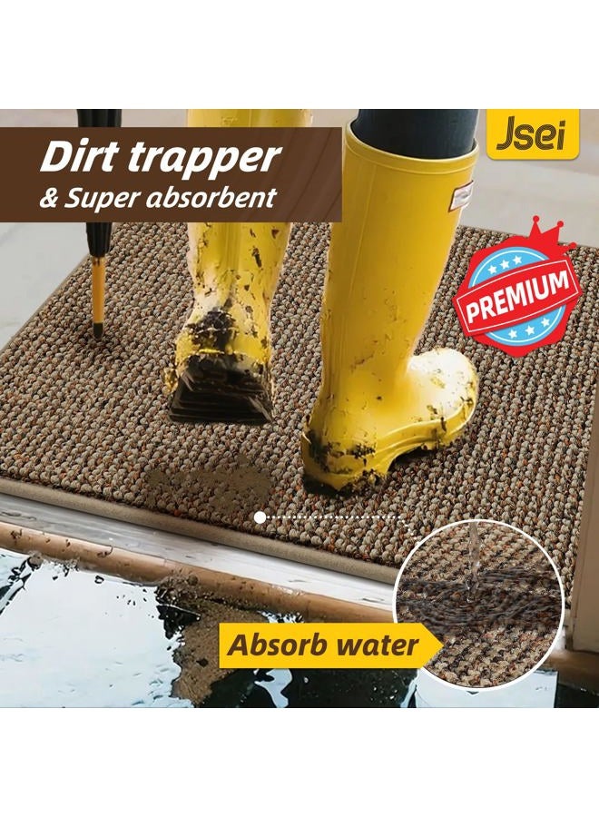 JSEI Dirt Trapper Door Mat 20"x32" Non-Slip Washable Entrance Mat, Dog Doormats, Absorbent & Fade-Resistant Floor Mats, Low Profile Welcome Mats for Entryway, Front Door, and Inside Entrance, Beige - Image 4