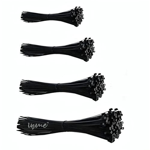 Inme Cable Tie/Zip Tie Tags Plastic Ties Lock Strip Strap Self Locking Nylon Wire Tag Belt Heavy Duty & Durable Combo - 50 pcs each (Black, 4, 6, 8, 10 inch Combo - 200 pcs) - Image 1