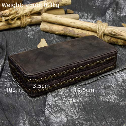 LUUFAN Men's Genuine Leather Clutch Bag Double Zipper Purse Zip-Around Wallet - Image 2