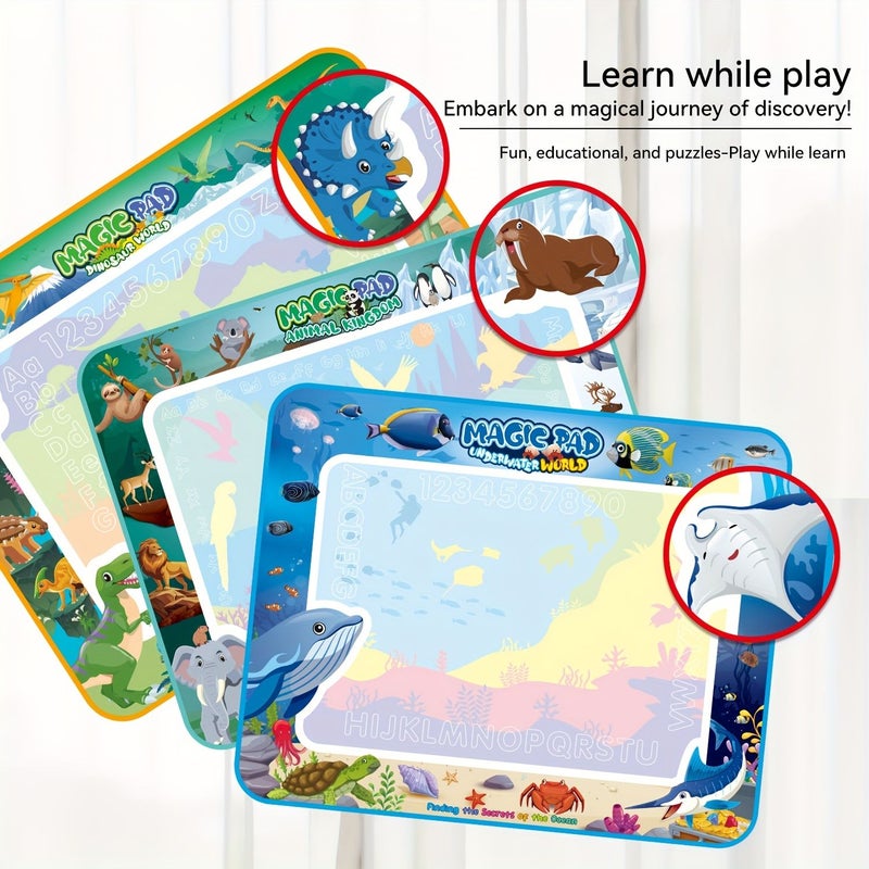 Magic Watercolor Doodle Blanket Painting Mat With Water Pen Large Absorbent Cloth For Animal Kingdom 150x100cm Kids Birthday Gift - Image 4