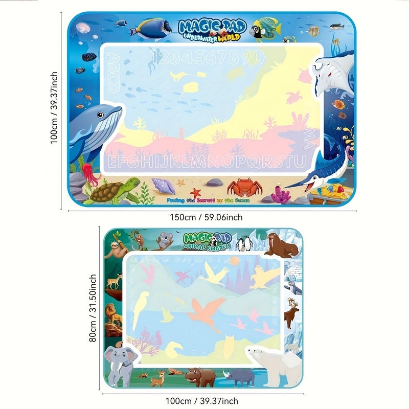 Magic Watercolor Doodle Blanket Painting Mat With Water Pen Large Absorbent Cloth For Animal Kingdom 150x100cm Kids Birthday Gift - Image 2