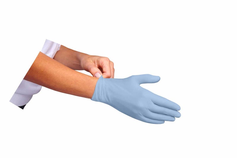 Curad Nitrile Exam Gloves, Durable, Powder Free, Chemical Resistant, One Size Fits Most, 100 Count - Image 4