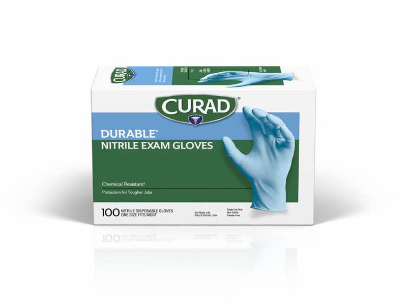 Curad Nitrile Exam Gloves, Durable, Powder Free, Chemical Resistant, One Size Fits Most, 100 Count - Image 2