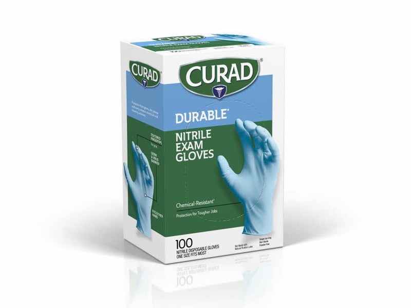 Curad Nitrile Exam Gloves, Durable, Powder Free, Chemical Resistant, One Size Fits Most, 100 Count - Image 3