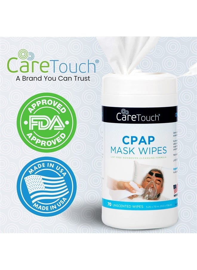 Care Touch - CareTouch Cleaning Wipes - CPAP Cleaning Wipes - Unscented - CPAP Cleaner - 3 Packs of 70 Unscented CPAP Mask Cleaning Wipes - 210 Total of CPAP Mask Wipes - Image 1