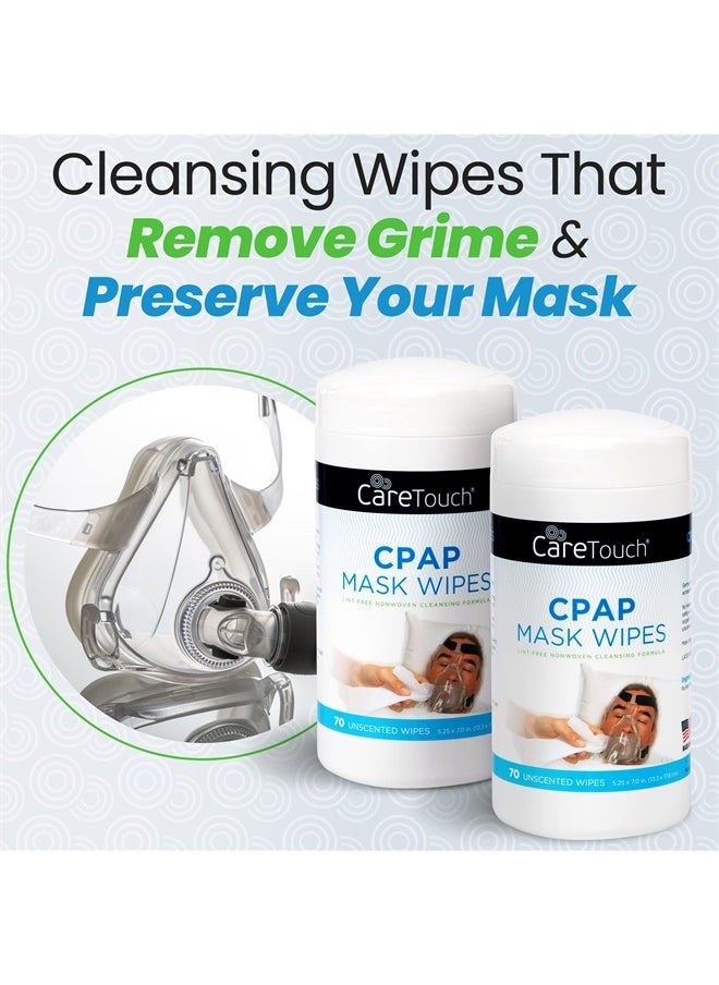 Care Touch - CareTouch Cleaning Wipes - CPAP Cleaning Wipes - Unscented - CPAP Cleaner - 3 Packs of 70 Unscented CPAP Mask Cleaning Wipes - 210 Total of CPAP Mask Wipes - Image 1