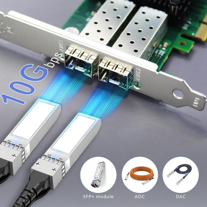 جلوتريندز بطاقة شبكة ST7268 إيثرنت 10Gb SFP+ بمنفذين مع وحدة تحكم Intel 82599ES، واجهة PCIE 2.0 X8، تدعم نظام التشغيل Windows 11/10/Windows Server/Linux/ESX/VMware ESXi (لا تدعم نظام التشغيل Mac OS) - Image 3