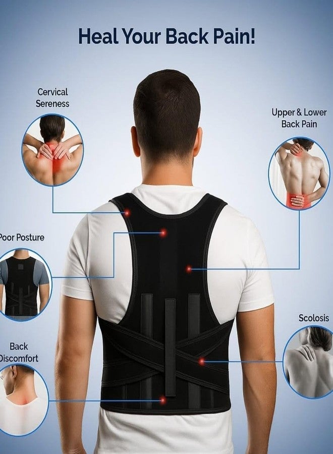 MYLOFIT مصحح وضعية الجسم MYLOFIT مقاس حر للرجال والنساء، حزام دعم الظهر، حزام دعم الظهر والكتفين، حزام لتخفيف آلام الظهر (مقاس عالمي) (حزام معدني) (مصحح وضعية الجسم) - Image 3