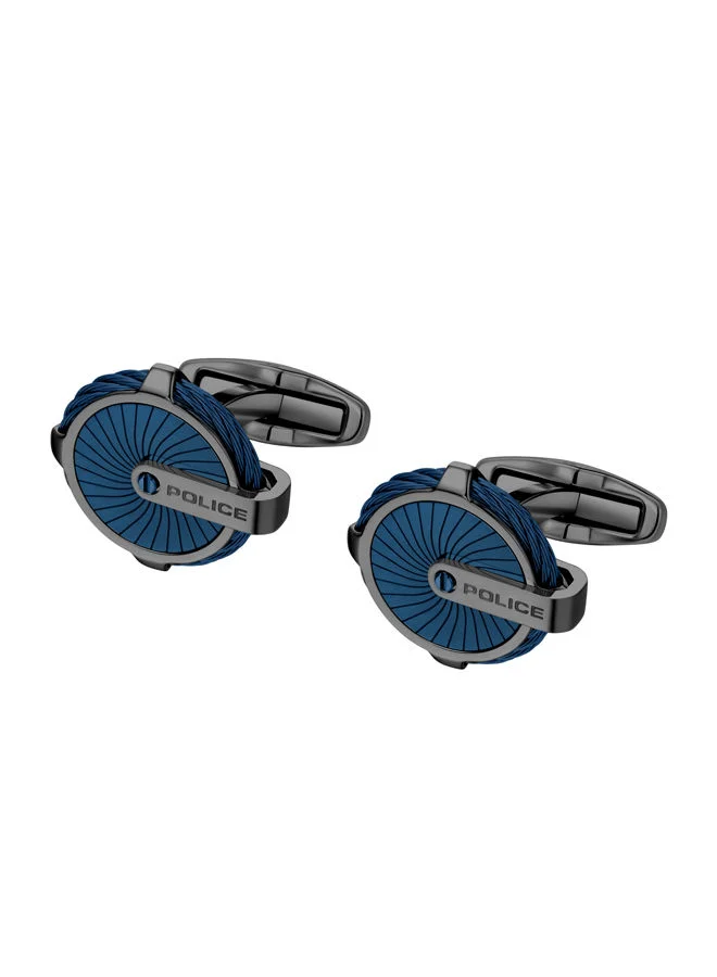 بوليس Techie Grey With Blue Cable Cufflink for Men