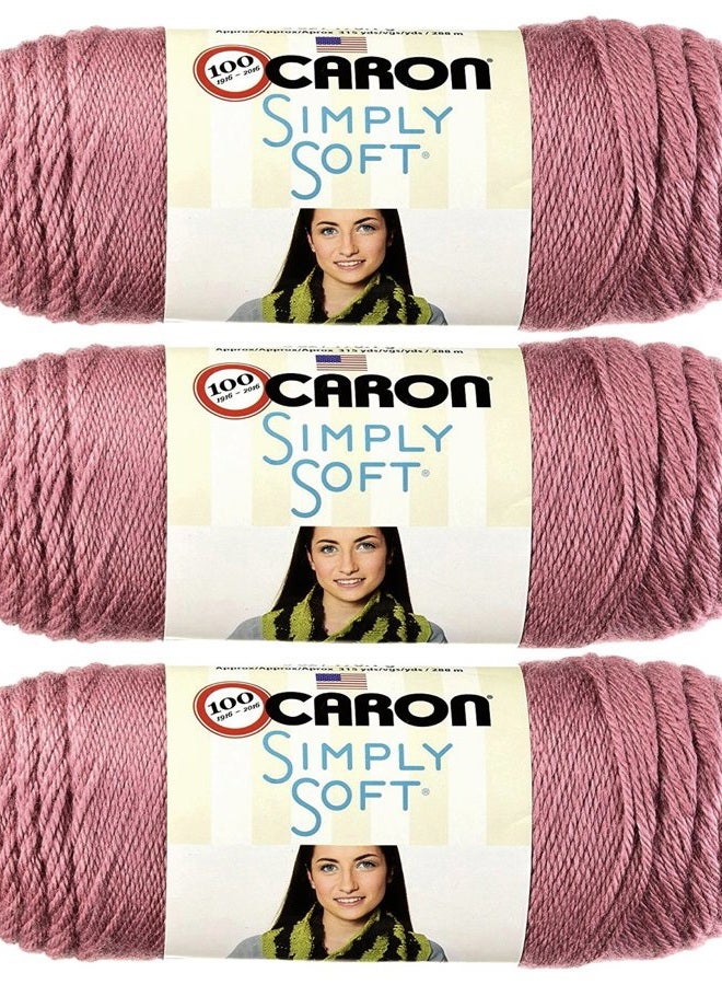 CARON , Simply Soft knitting yarn, 3 pieces, bone_parent #H97003-9722 Plum Wine - Image 1